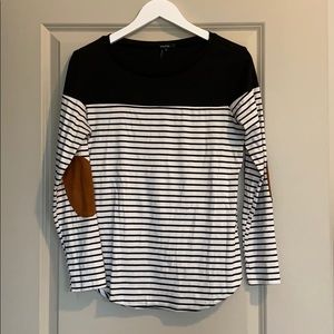 Striped long sleeve tee with elbow patches